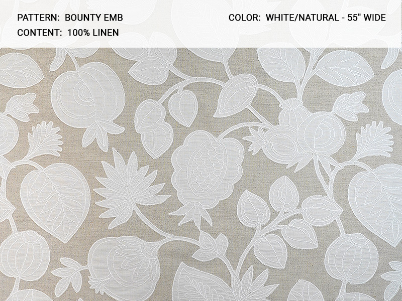Bounty_Embroidery fabric collection cover - Catania Silks