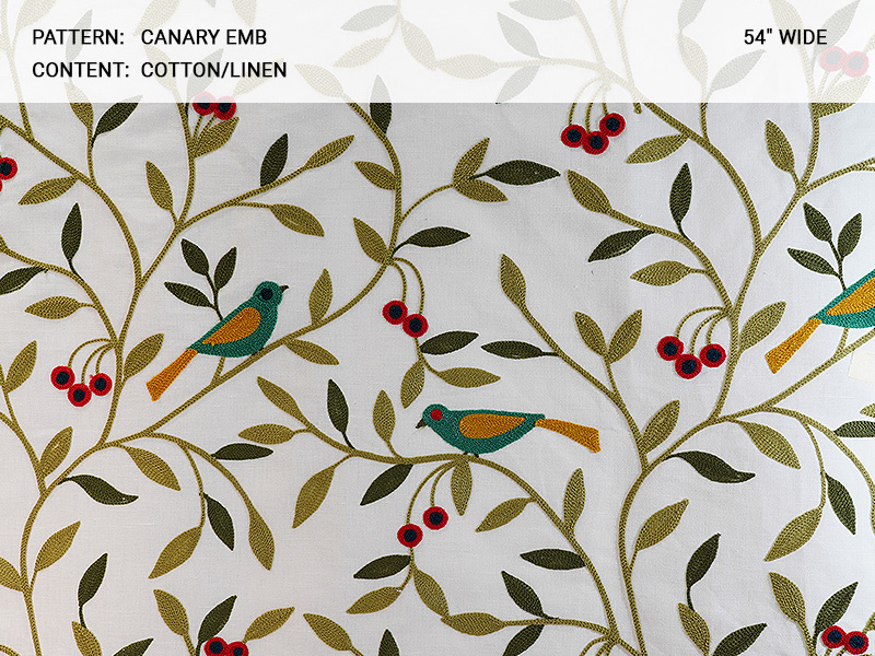 Canary_Embroidery fabric collection cover - Catania Silks