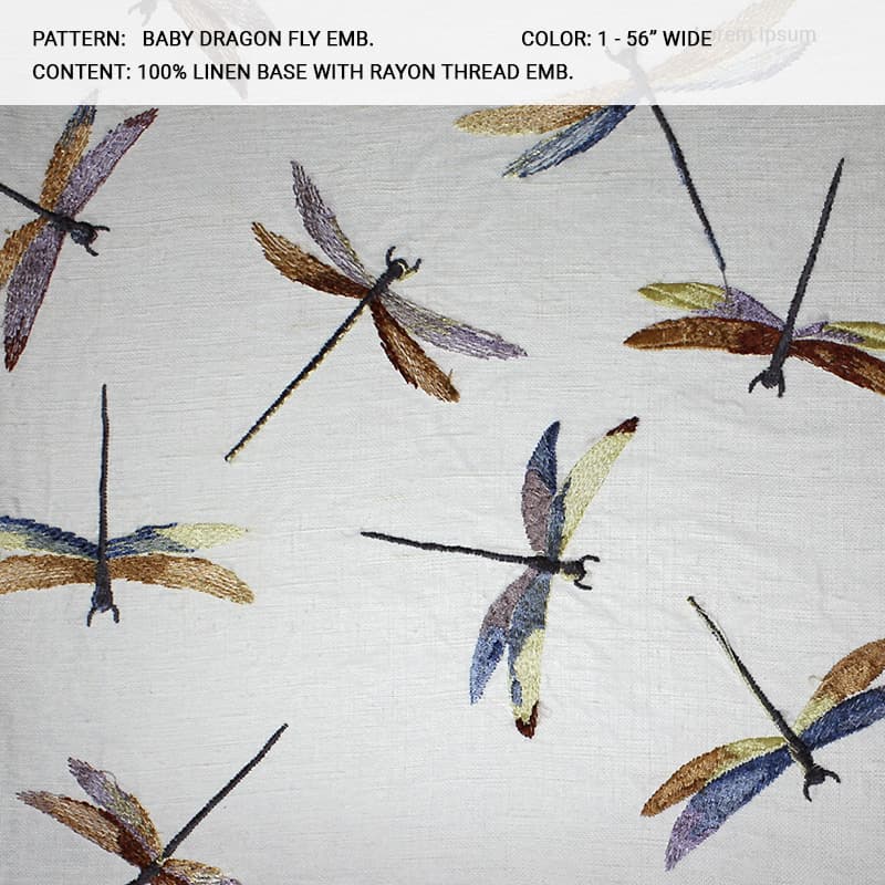 Baby_Dragon fabric in Fly Emb - Catania Silks