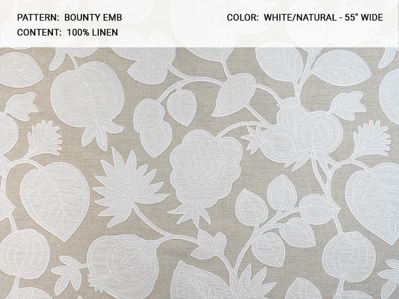 Bounty_Embroidery fabric in Emb White Natural - Catania Silks