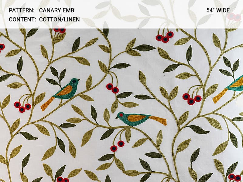 Canary_Embroidery fabric in Emb - Catania Silks