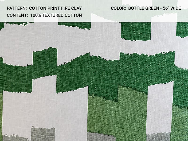 Cotton_Fire_Clay fabric in Print Fire Clay Bottle Green - Catania Silks