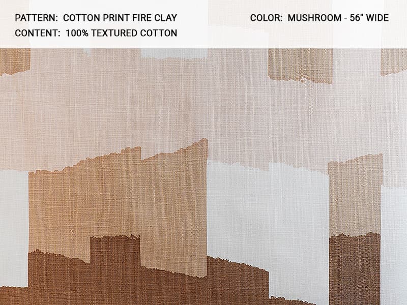 Cotton_Fire_Clay fabric in Print Fire Clay Mushroom - Catania Silks