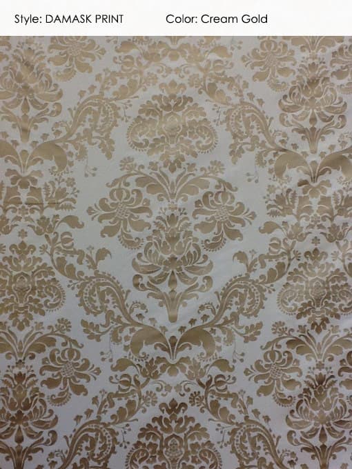 Damask Print fabric in Img Cream Gold - Catania Silks