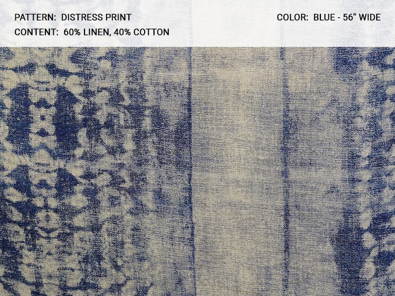 Distress_Print fabric in Blue - Catania Silks
