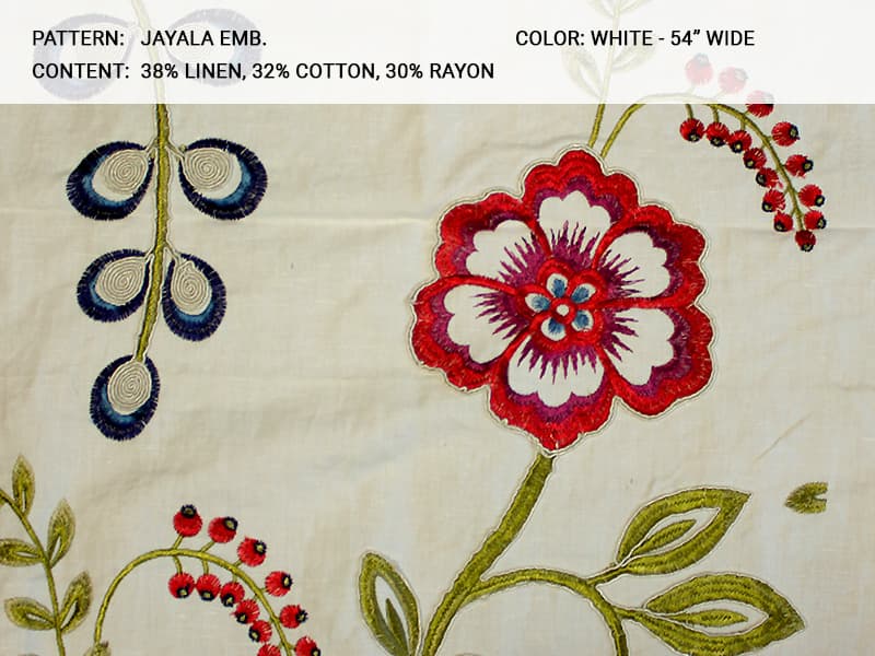 JAYALA AMBROIDERY fabric in White - Catania Silks