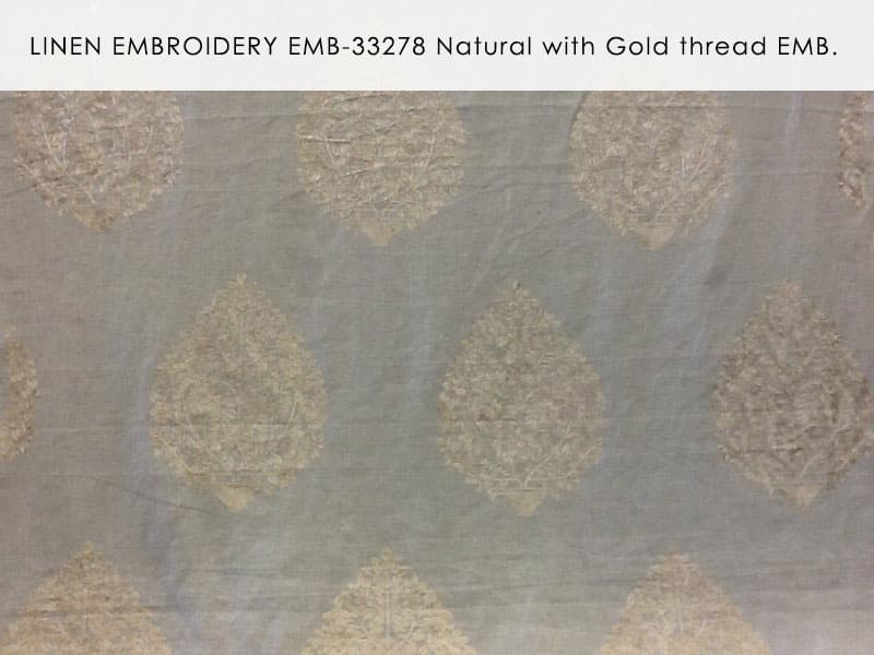 LINEN EMBROIDERY fabric in Emb Natural With Gold Thread - Catania Silks