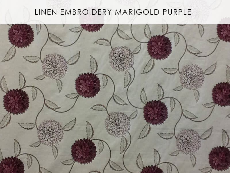 LINEN EMBROIDERY fabric in Marigold Purple - Catania Silks