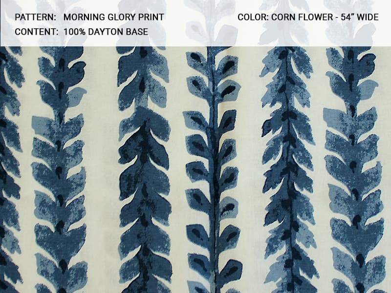 MORNING GLORY PRINTS fabric in Print Corn Flower - Catania Silks