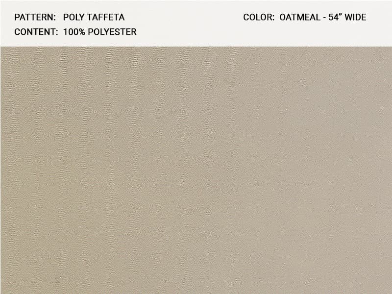 POLY TAFETTA fabric in Taffeta Oatmeal - Catania Silks