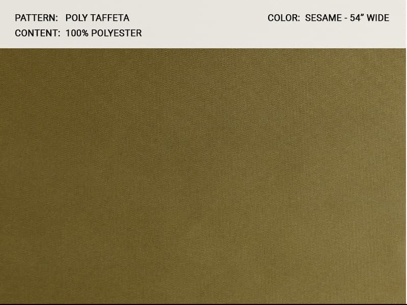 POLY TAFETTA fabric in Taffeta Sesame - Catania Silks
