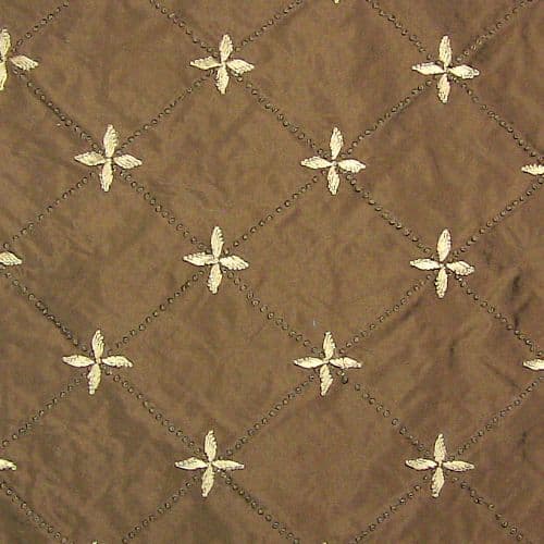 STAR EMBROIDERY fabric in Color Walnut - Catania Silks