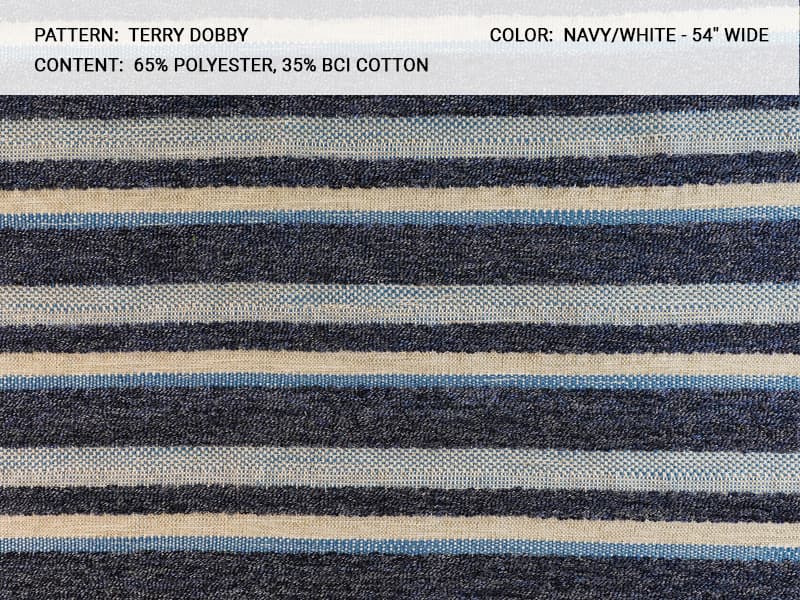 TERRY DOBBY fabric in Navy White - Catania Silks