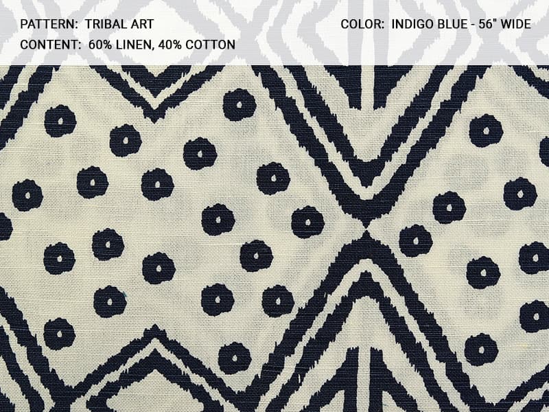 TRIBAL ART fabric in Indigo Blue - Catania Silks