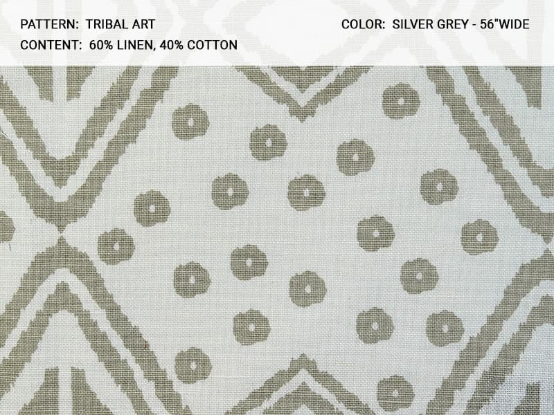 TRIBAL ART fabric in Silver Grey - Catania Silks
