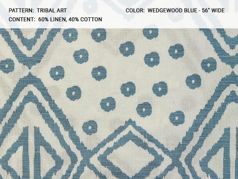 TRIBAL ART fabric in Wedgewood Blue - Catania Silks
