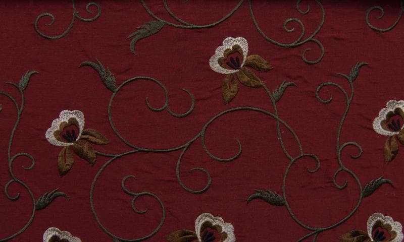 VINE & ROSES fabric in And Roses Lacquer Red - Catania Silks