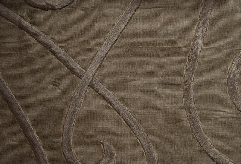 VINE EMBROIDERY fabric in Silk Vine Emboirdery Bronze - Catania Silks