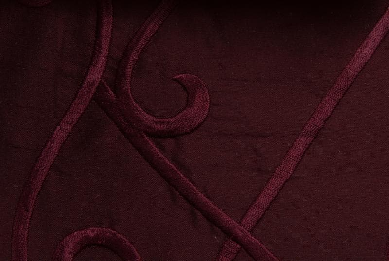 VINE EMBROIDERY fabric in Silk Vine Emboirdery Claret - Catania Silks