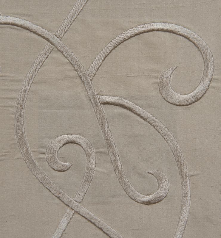 VINE EMBROIDERY fabric in Silk Vine Emboirdery Slate - Catania Silks