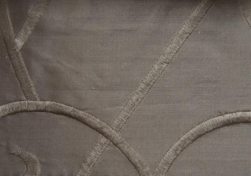 VINE EMBROIDERY fabric in Silk Vine Emboirdery Taupe - Catania Silks