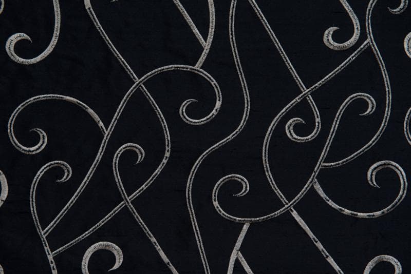 VINE EMBROIDERY fabric in Emb Black - Catania Silks