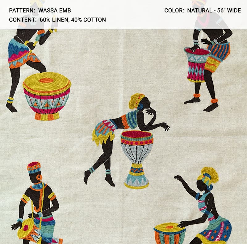 WASSA fabric in Emb Natural - Catania Silks